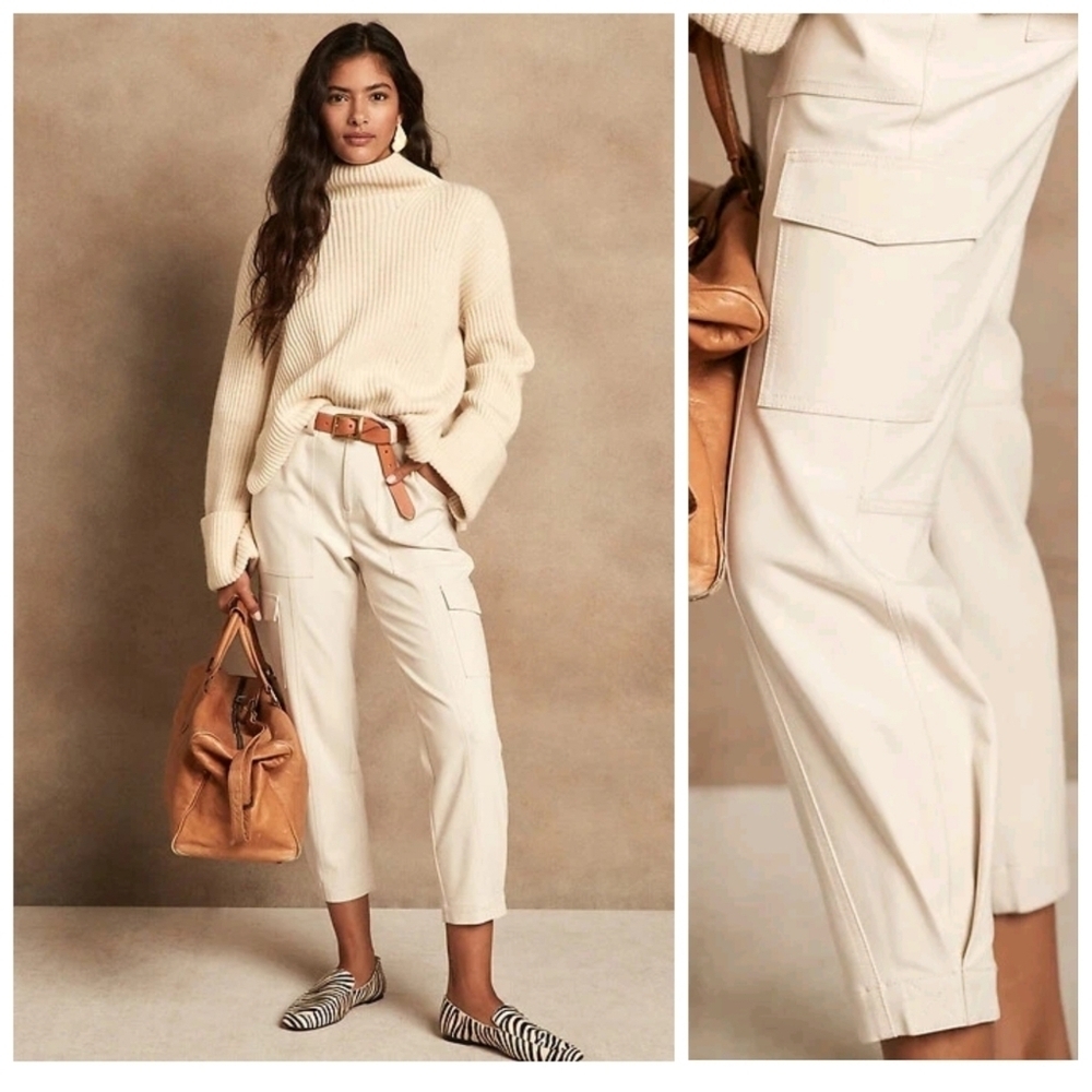 Banana‎ Republic Slim Refined Stretch Cargo Pant Beige Cream 746693 Women's 14